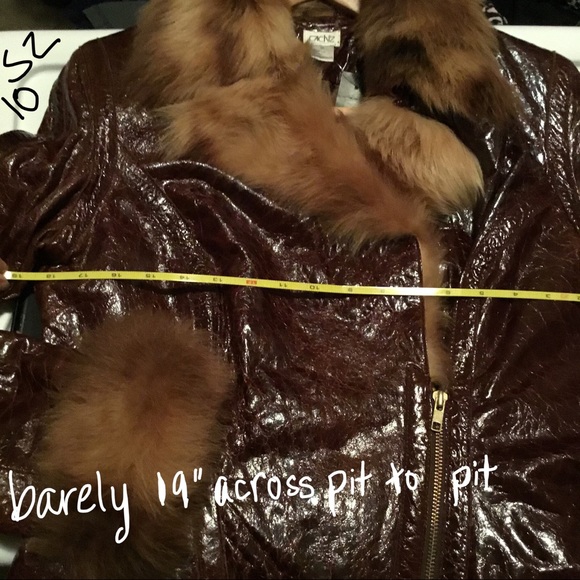 EUVC VTG Fur Collar Cuffs EMBOSSED CROC TEXTURED LAMB Zip LEATHER JACKET S M 6 8 - Picture 16 of 17